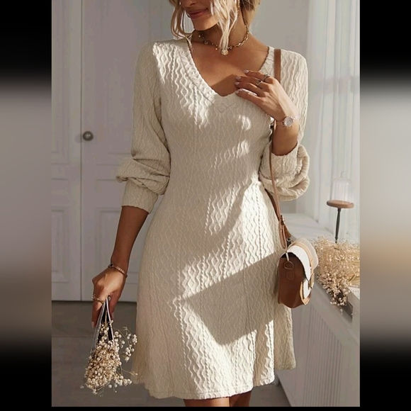 Medium Apricot V Neck Dress - Picture 1 of 2